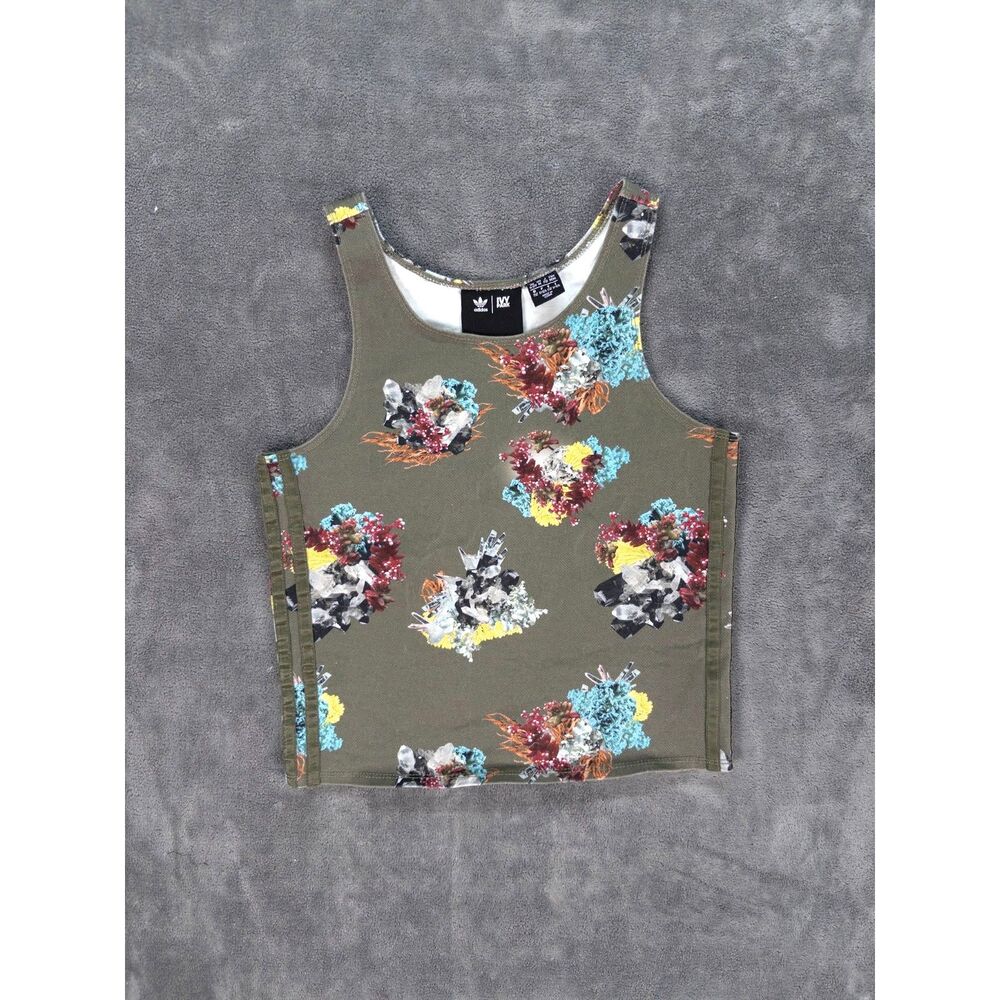 Adidas Ivy Park IVYTOPIA Crop Top Geode Crystal Print Green Youth Girls M 11-12Y